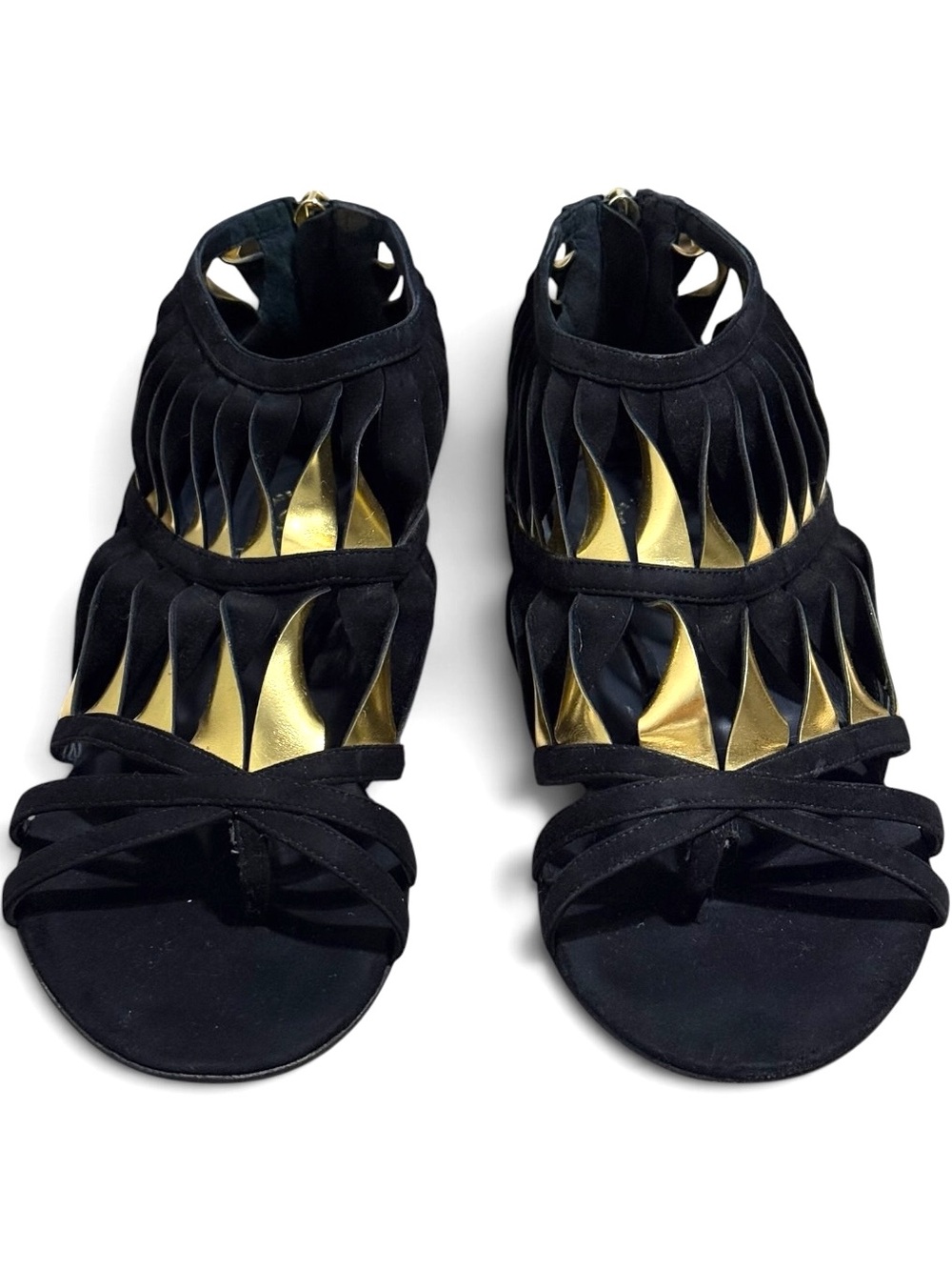 Chanel Resort 2010 black and gold twisted flat sandals Size 38.5